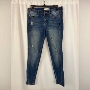KanCan Distressed Twisted Seam Skinny Blue Jeans‎